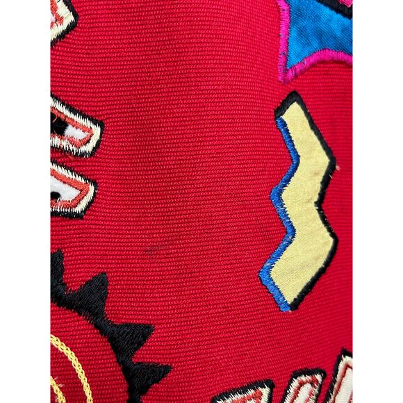 Indigo Moon Vintage Embroidered Button Up Jacket Glass Bead Buttons Size L - Picture 8 of 9